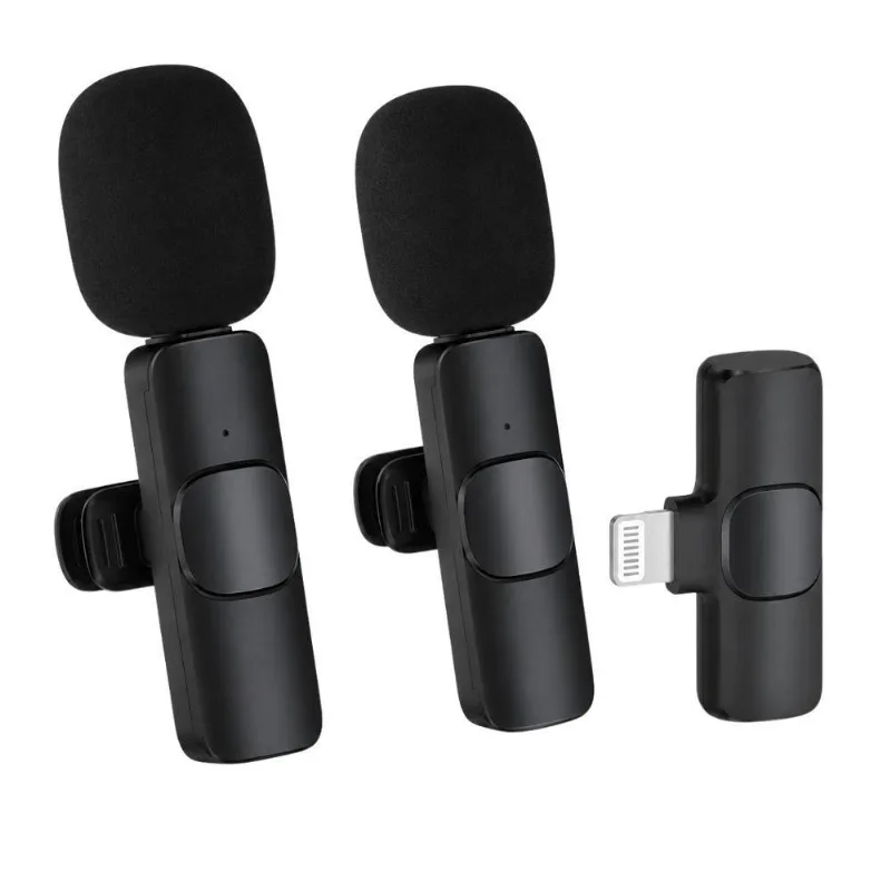 Kit Microfone de Lapela Duplo Plug And Play Voz Nítida Conector Lightning sem Fio MDM