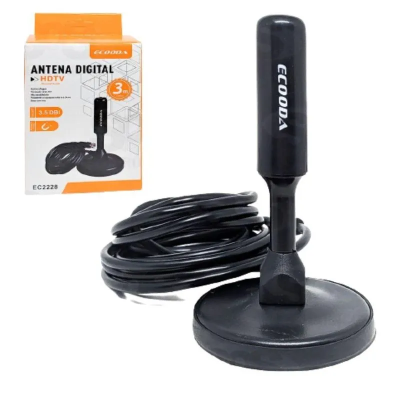 Antena Digital Ecooda 3,5 Dbi Cabo 3m Ec2228