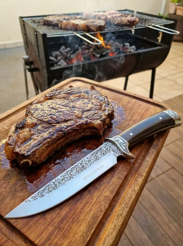 Faca para Churrasco Braswei 31cm em aço inox