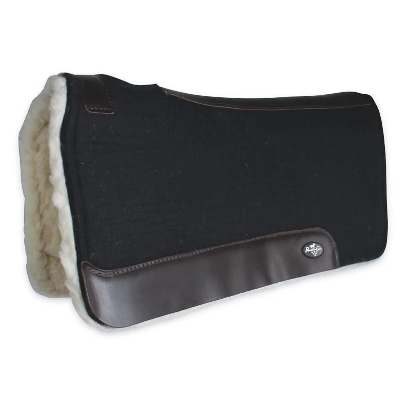 Professionals Choice ComfortFit Wool Saddle Pad Black / 1-1/4" Fleece Bottom