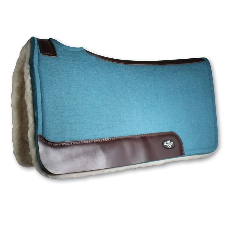 Professionals Choice ComfortFit Wool Saddle Pad Pacific Blue / 1-1/4" Fleece Bottom