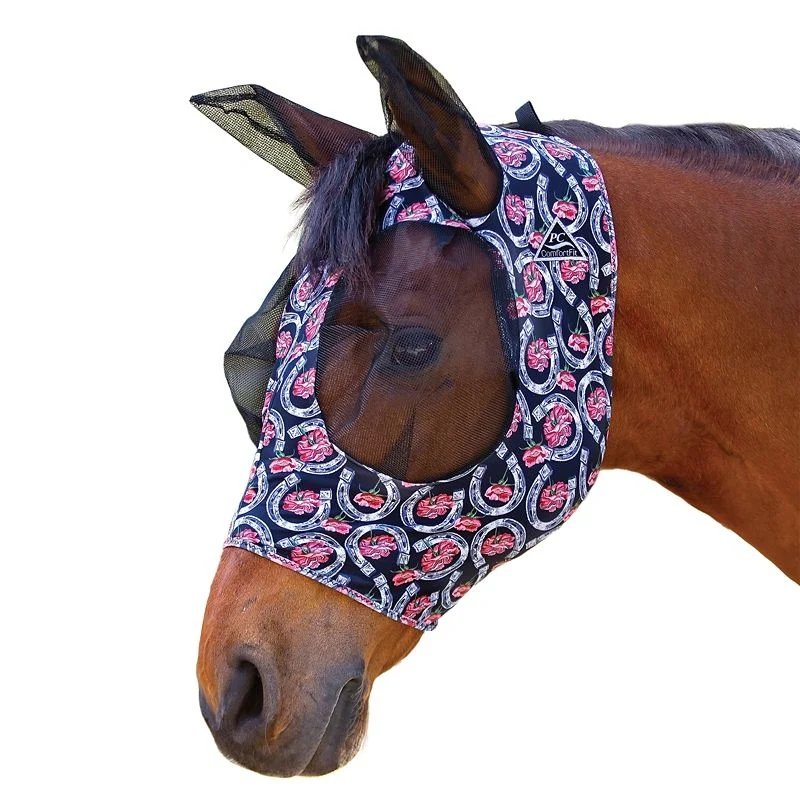 Professionals Choice Comfort Fit Lycra Fly Mask Po Horse Shoe / Horse