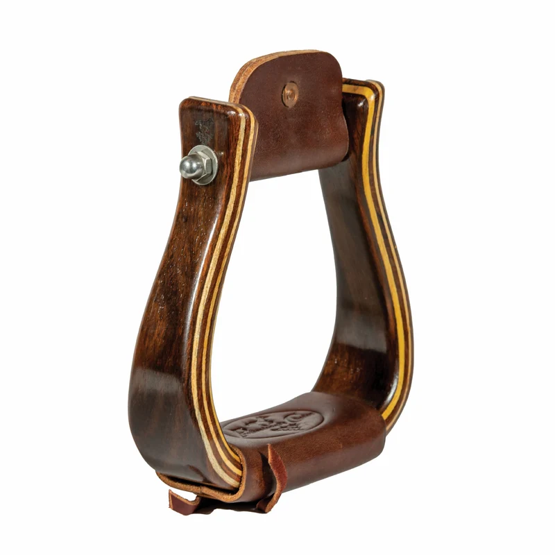 Professionals Choice Wood Stirrup Wood Grain Dark Gloss / 3"