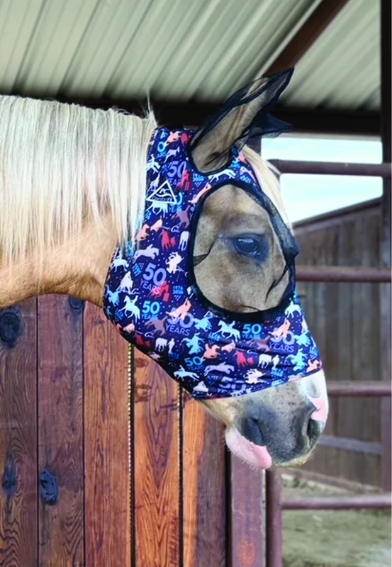 Professionals Choice Comfort Fit Lycra Fly Mask Po PC 50th Anniversary / Cob