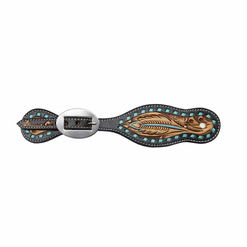 Professionals Choice Turquoise Feather Spur Straps Ladies