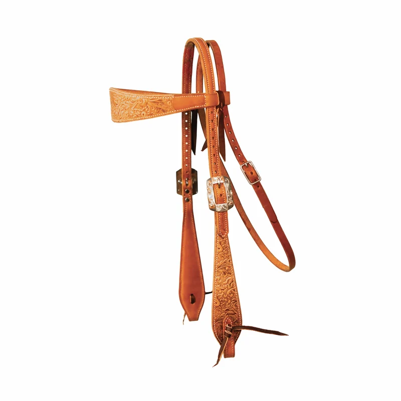 Professionals Choice Browband Swell Cheek Floral Headstall Floral/Natural / Horse