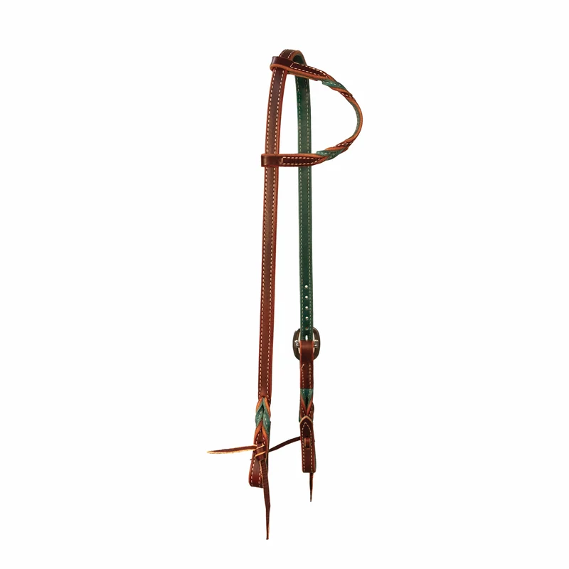 Professionals Choice 5/8" Twisted 1-Ear Headstall Emerald/Burgundy / Horse