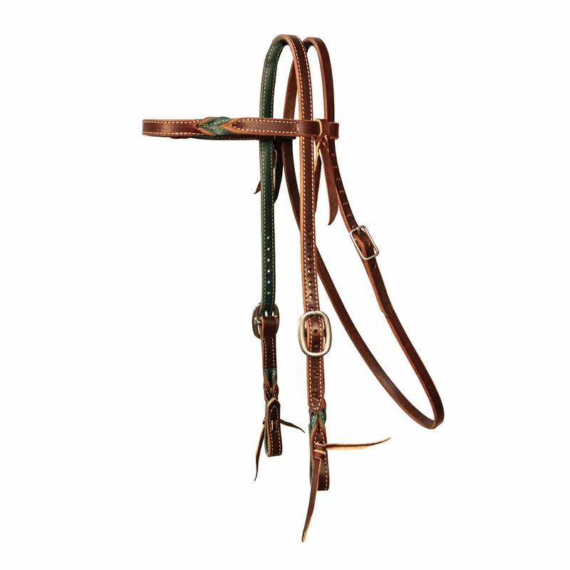 Professionals Choice Twisted 5/8" Browband Headstall Emerald/Burgundy / Horse