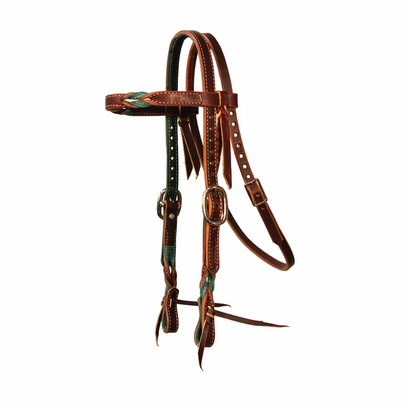 Professionals Choice Pony Twisted 5/8" Browband Headstall Emerald/Burgundy / Pony