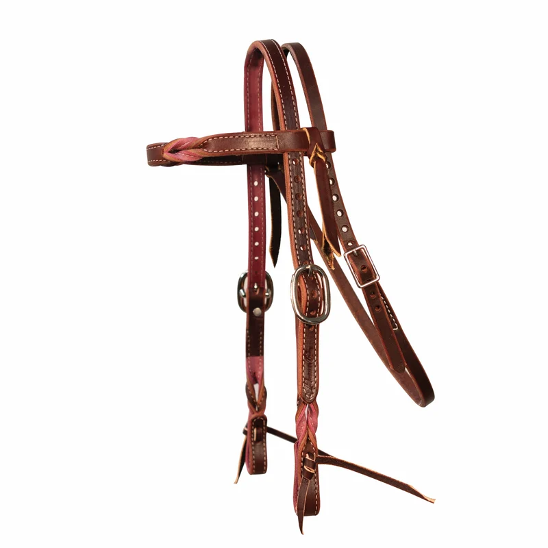 Professionals Choice Pony Twisted 5/8" Browband Headstall Orchid/Burdundy / Pony