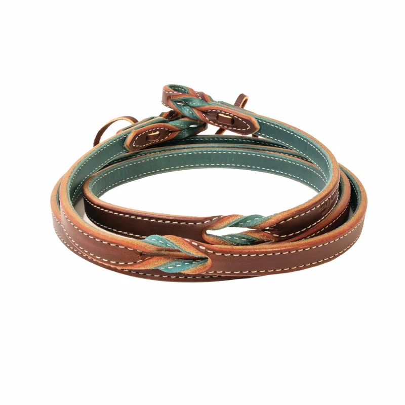 Professionals Choice Twisted Roping Rein Emerald/Burgundy / Horse