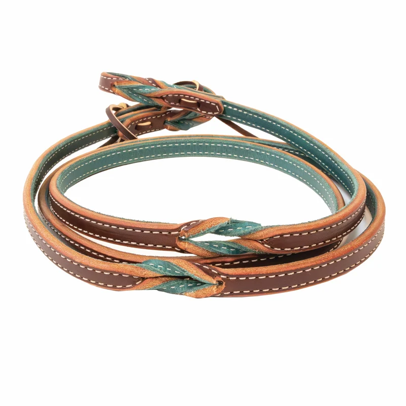 Professionals Choice Twisted Roping Rein Emerald/Burgundy / Pony