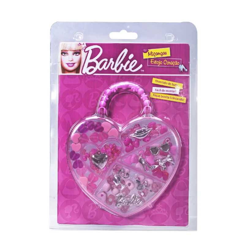 Estojo Miçangas Barbie - Coração/flor