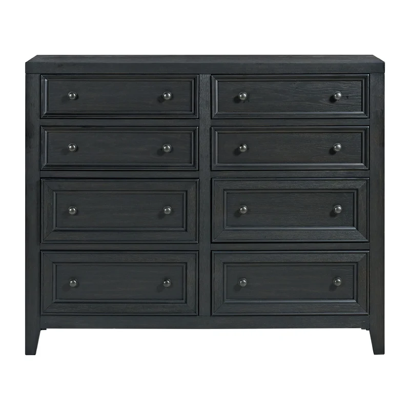 8 Drawer Dresser With Framed Fronts And Smooth Metal Glides Black