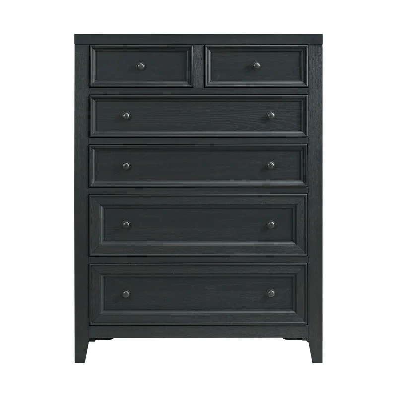 6 Drawer Chest With Knobs And Smooth Slides Black