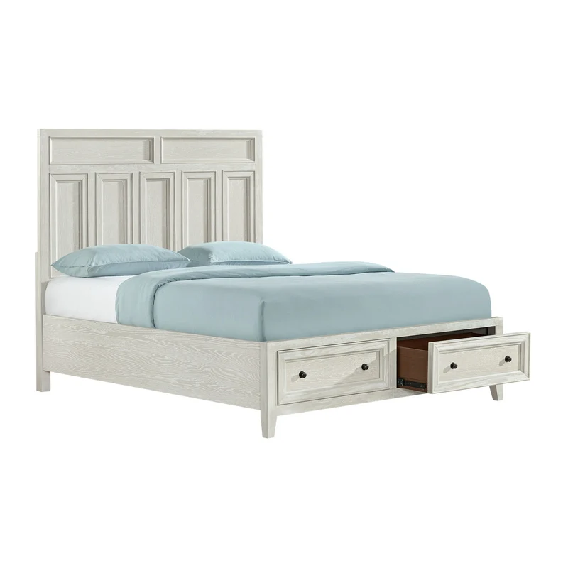 Storage Bed With Panel Headboard And Spacious Footboard Drawers White / Queen