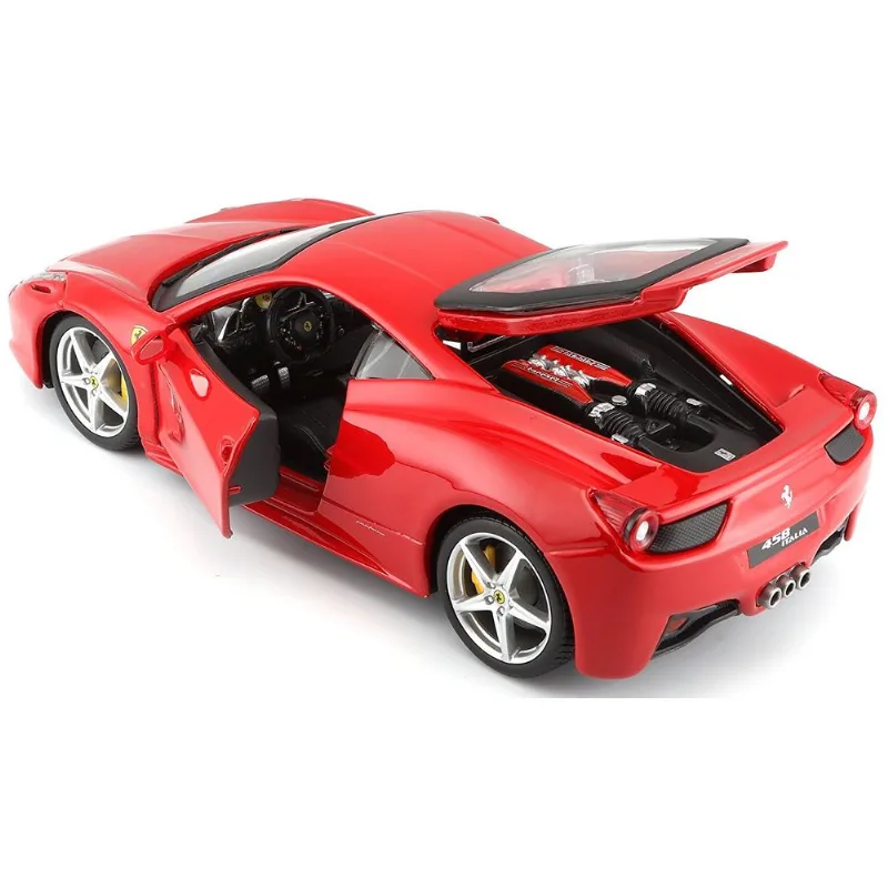 Miniatura Carro Ferrari 458 Itália 1/24 Race e Play Vermelho Bburago 26003