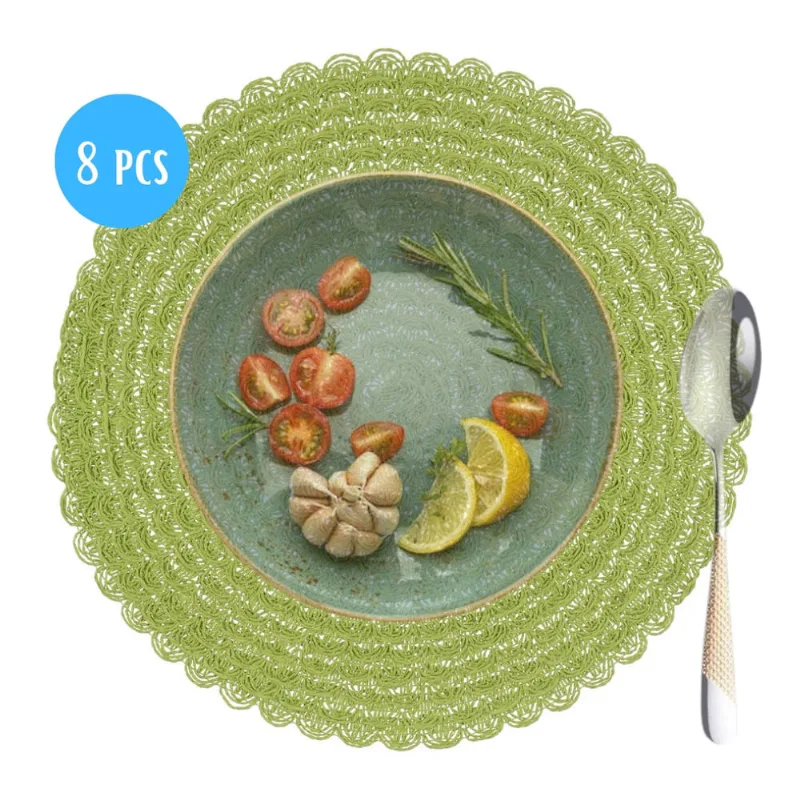 Jogo Americano 8 Lugares Redondo Sousplat Mesa Posta Cozinha Jantar 38cm Fibra