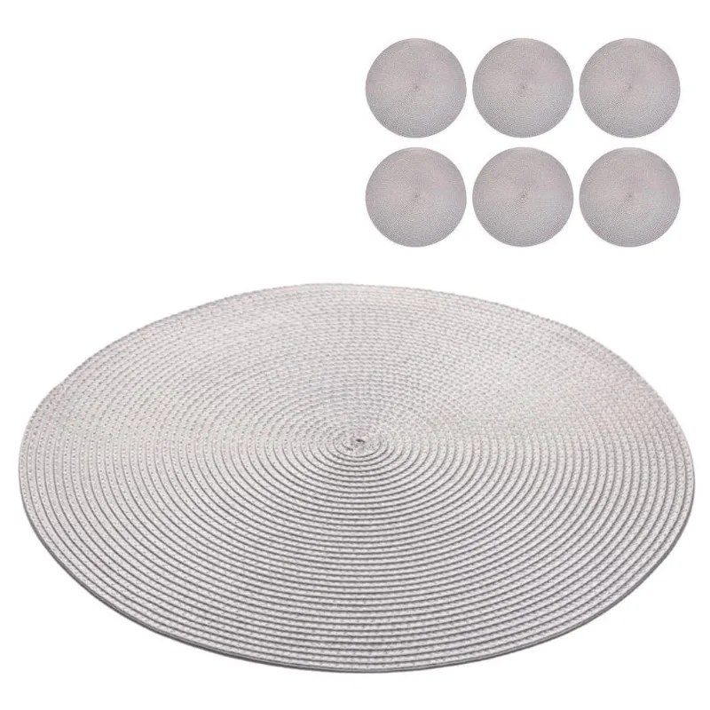 Jogo Americano 6 Lugares Redondo Sousplat Mesa Posta 38Cm