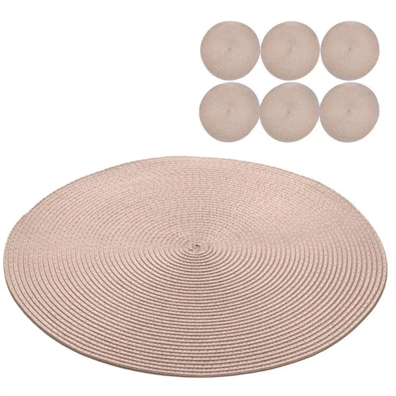 Jogo Americano 6 Lugares Redondo Sousplat Mesa Posta 38Cm