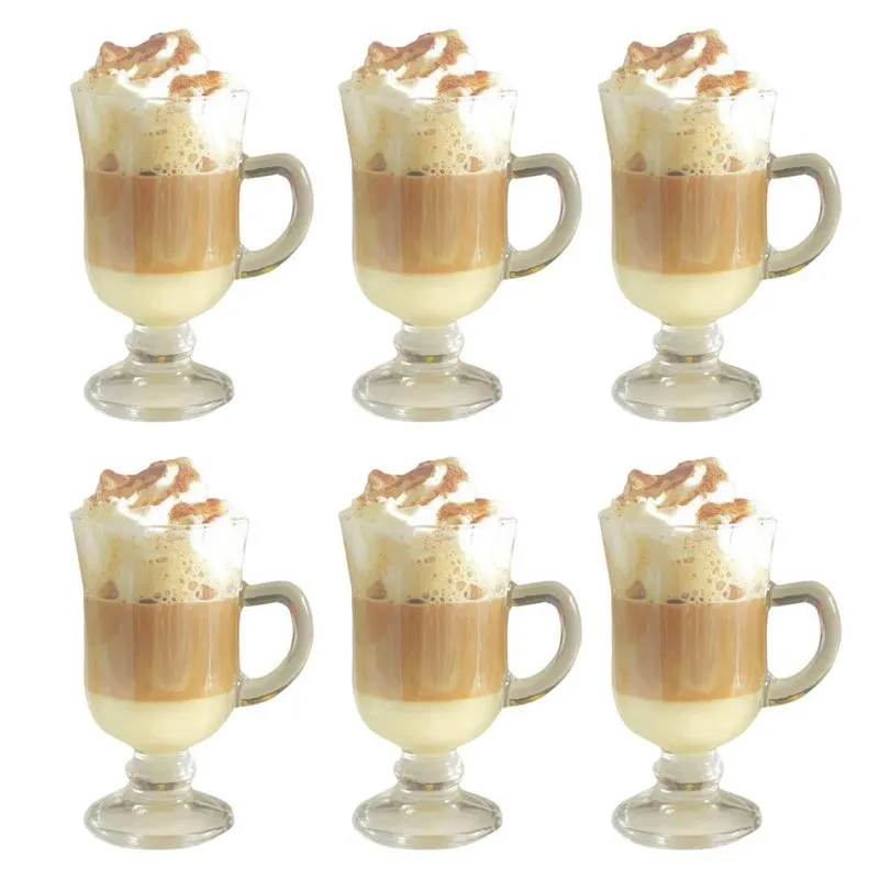 Jogo 6 Taças Vidro Caneca Xicara Para Capuccino Café 250ml