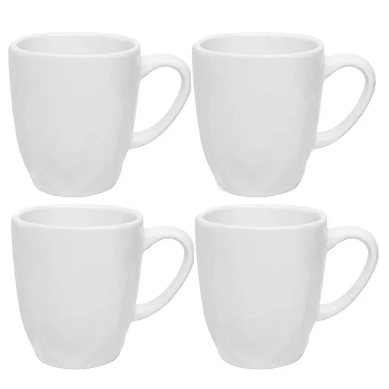 Jogo Kit 4 Canecas Xicara Tulipa Porcelana 260Ml Ryo White