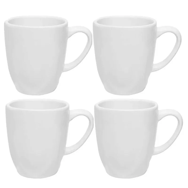 Jogo Kit 4 Canecas Xicara Tulipa de Porcelana Chá Café 380ml Ryo White Oxford