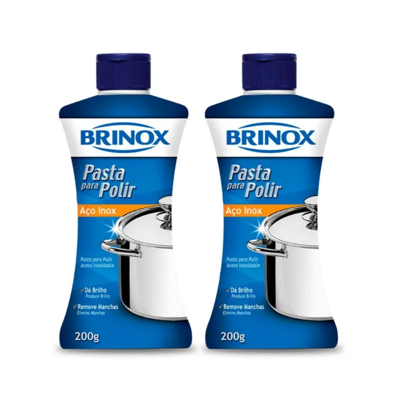 Kit 2 Pastas Polir Limpador Remover Manchas Inox Brinox 200g