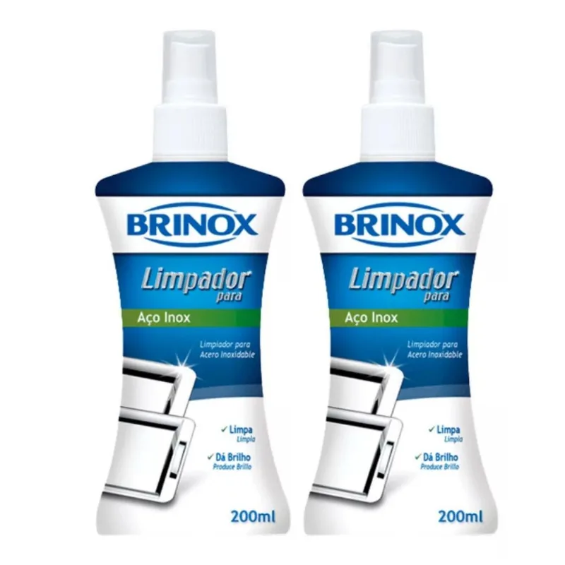Kit 2 Limpador Removedor Mancha Spray Polir Inox Brinox 200g
