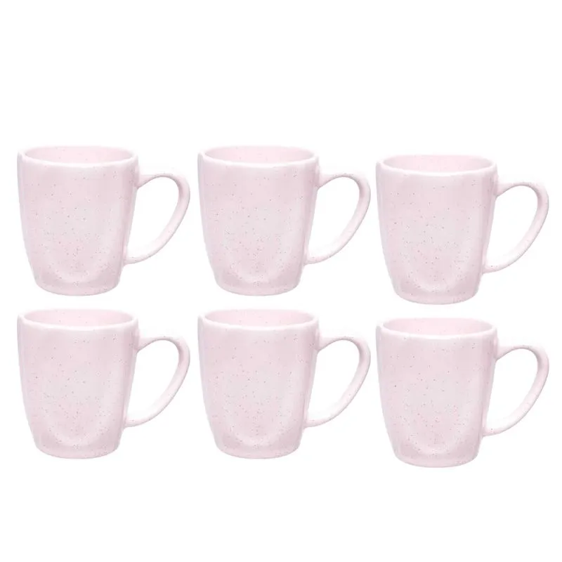 Jogo Kit 6 Canecas Xicara Cerâmica Chá Café 260ml Ryo Pink Sand Oxford Rosa