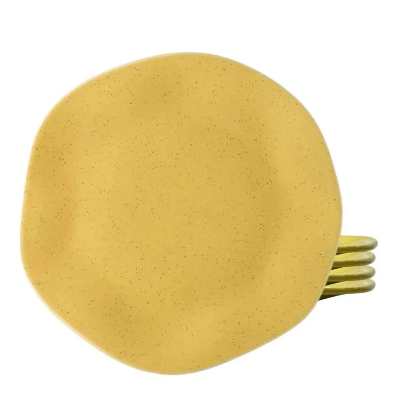 Jogo De Pratos Raso Kit 4 Peças Ryo Maracujá 27,5Cm Amarelo