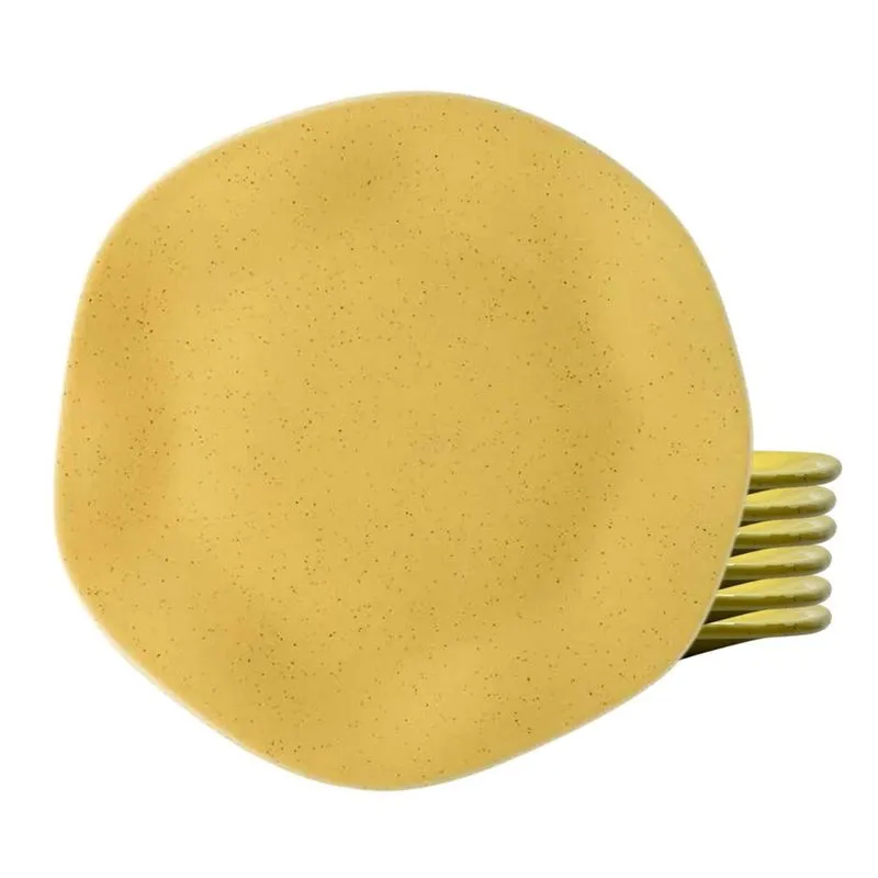 Jogo De Pratos Raso Kit 6 Peças Ryo Maracujá 27,5Cm Amarelo