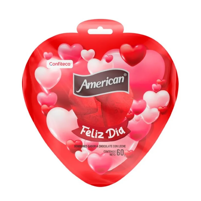 Bombones Sabor a Chocolate Funda Corazon American 60gr