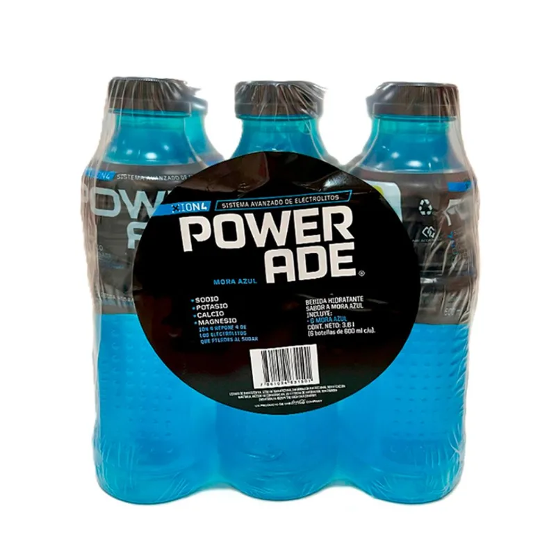Bebida Hidratante Sabor Mora Azul Powerade Sixpack 600 ml
