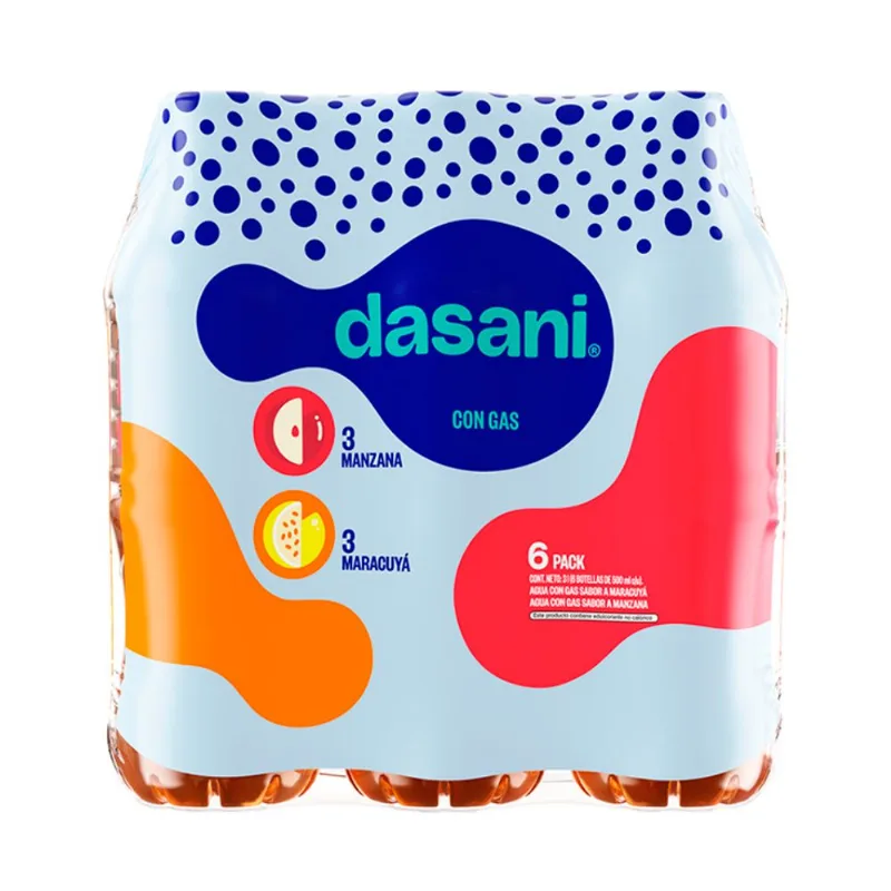 Bebida Saborizada Sabor A Manzana Y Maracuya Dasani Sixpack 500 ml