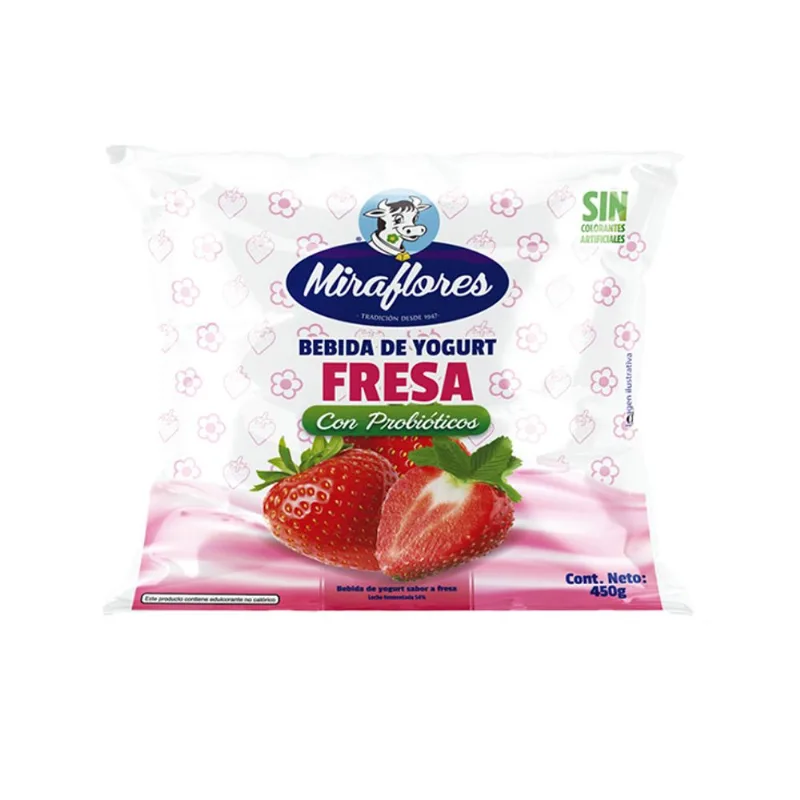 Bebida de Yogurt Miraflores Fresa 450 Gr