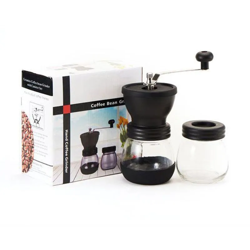 Moedor de Café Manual Coffee Bean Grinder Núcleo de Cerâmica e Pote de Vidro