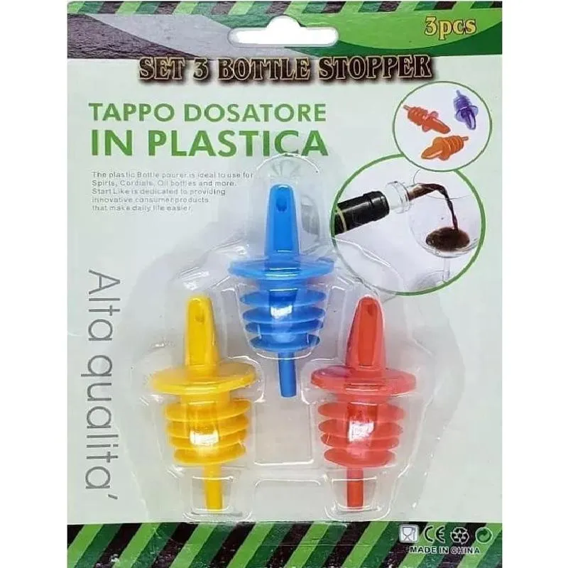 Jogo De Bico Dosador Com Respiro Para Garrafa Molho 3 Peças