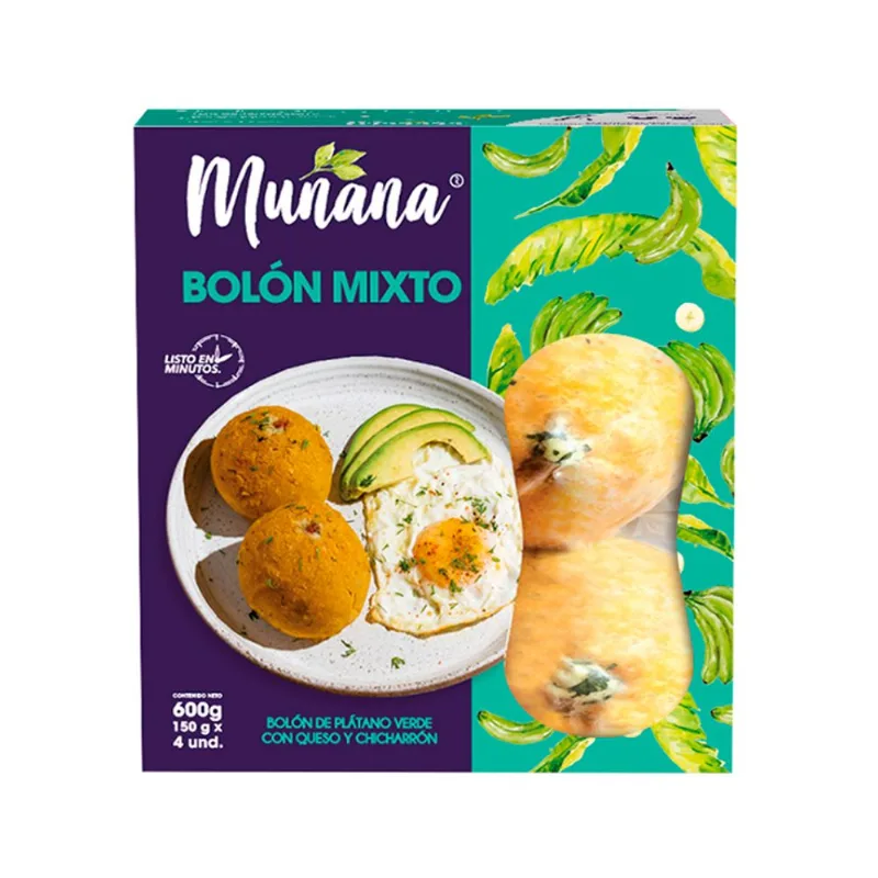 Munana Bolon De Verde Mixto Queso Y Chicharrón 4 Und 600Gr