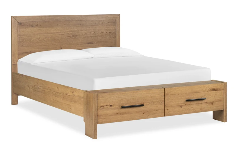 Davenport - Panel Storage Bed Light Brown / King