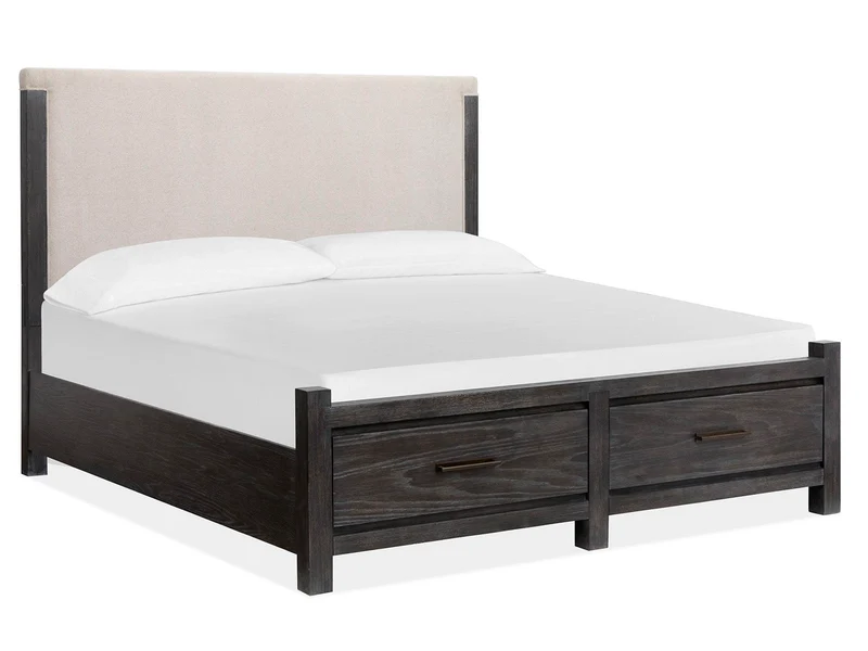 Plum Creek - Upholstered Panel Storage Bed Black / King