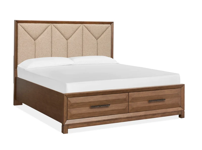 Callisto - Upholstered Panel Storage Bed Dark Brown / King