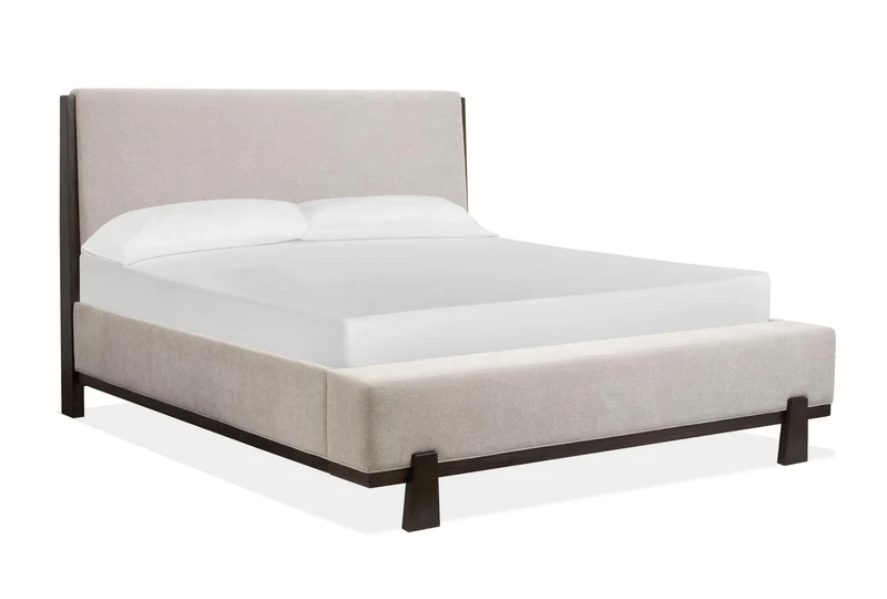 Tauren - Complete Upholstered Panel Bed Dark Brown / Queen