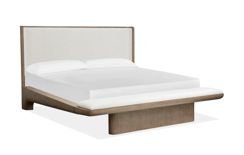 Thorne - Complete Upholstered Platform Bed Light Brown / King