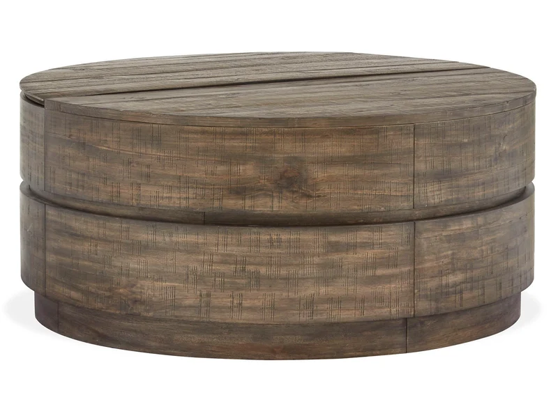 Baisden - Round Lift Top Cocktail Table With Casters - Tobacco