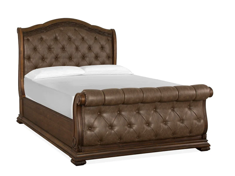 Durango - Upholstered Sleigh Bed Dark Brown / Queen