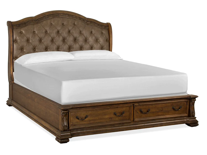 Durango - Upholstered Sleigh Storage Bed Dark Brown / Queen