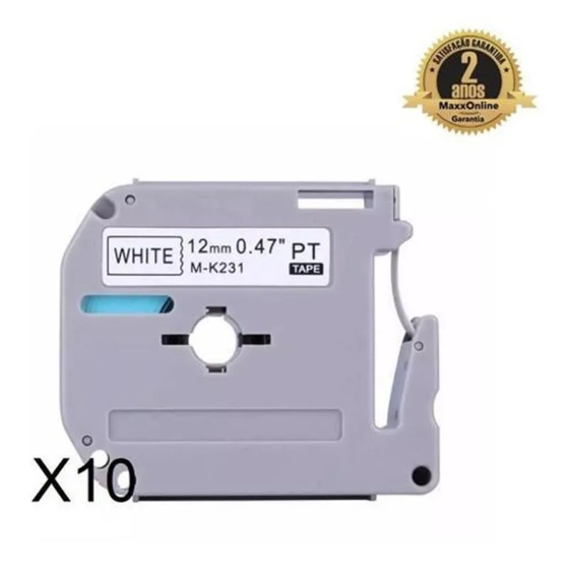 Kit 10 Fita Compatível Brother M231 Mk231 T 12mm Pt 80 70 90