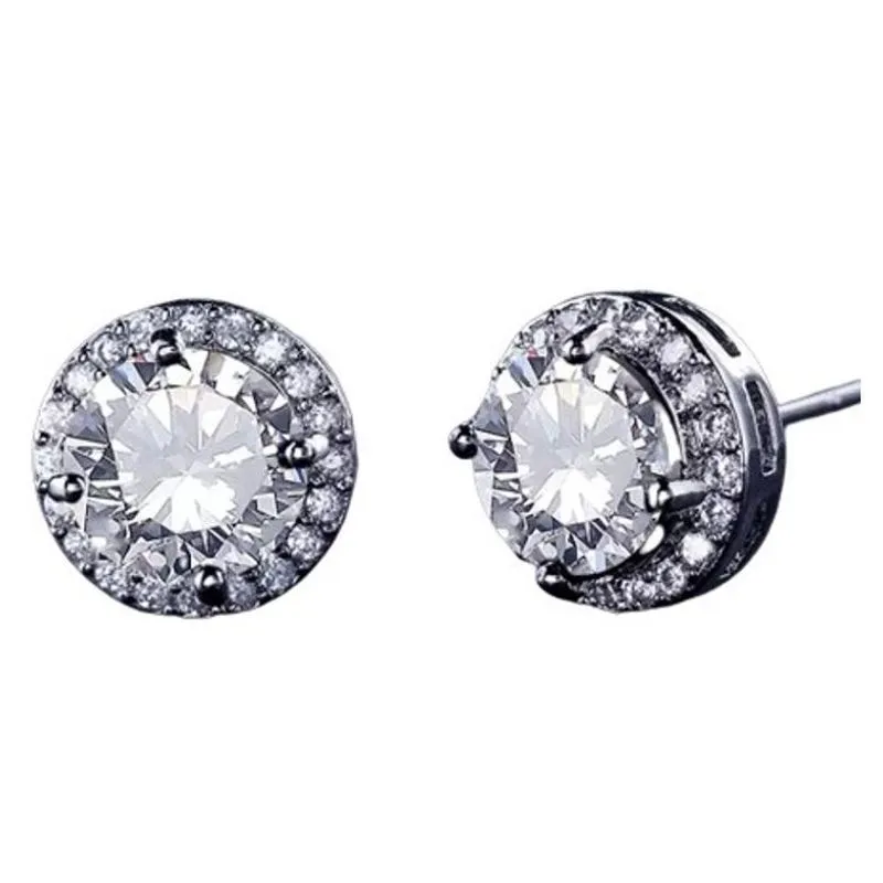 Brinco Prateado Brilho Detalhes Strass Redondo C2548