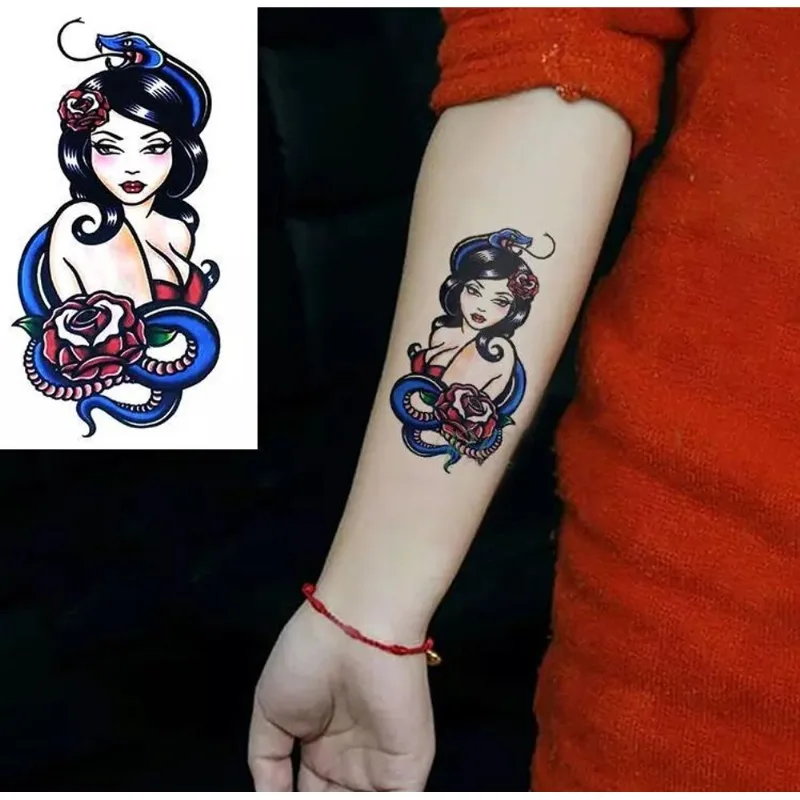 Tatuagem Temporária À Prova D'Água Mulher Serpente 10.5x6cm